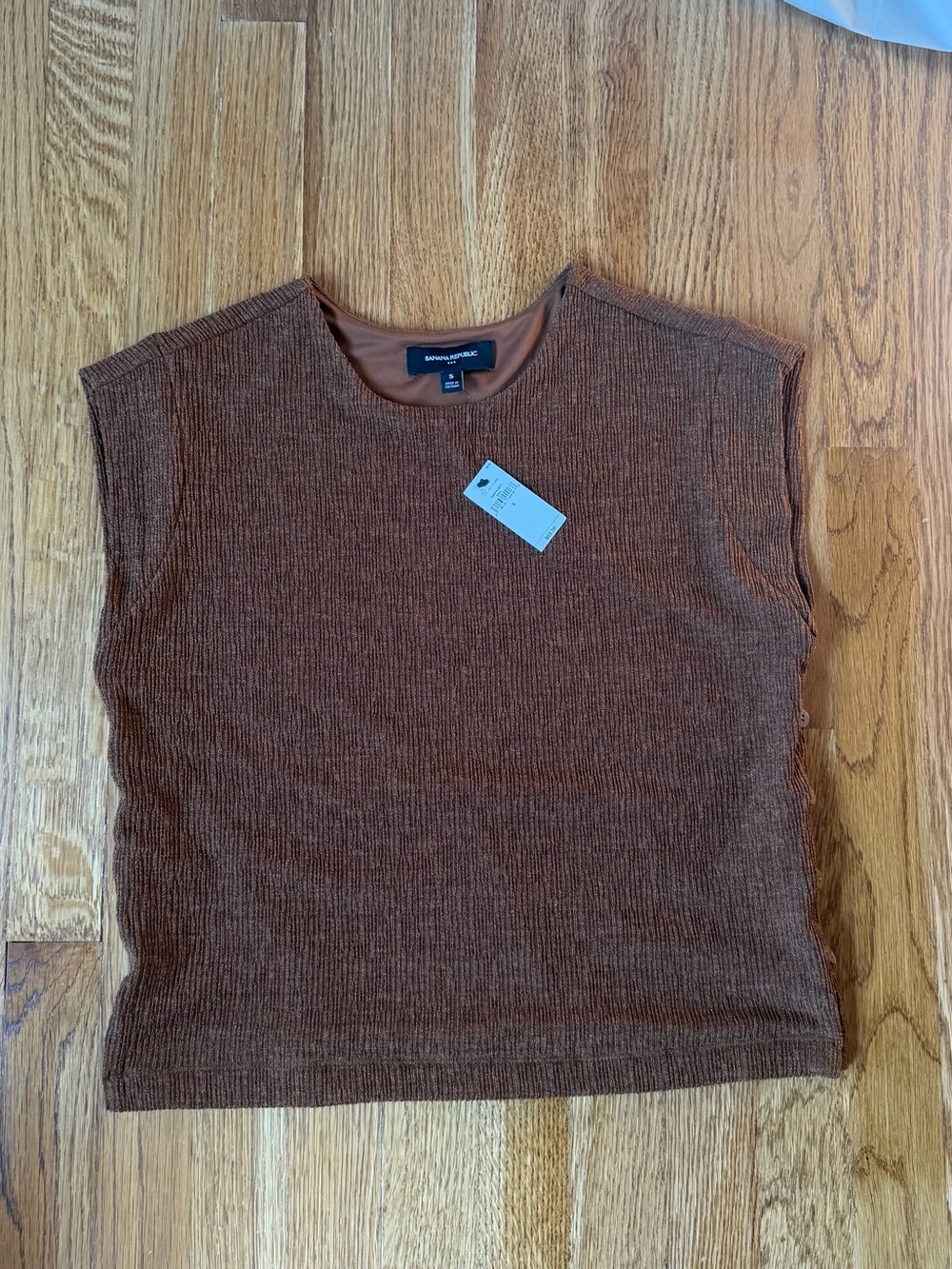 Banana Republic Brown Ribbed Sleeveless Knit Tank with Side Buttons, Small NWT